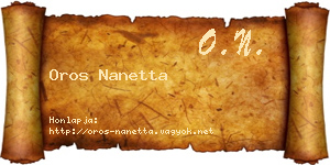 Oros Nanetta névjegykártya